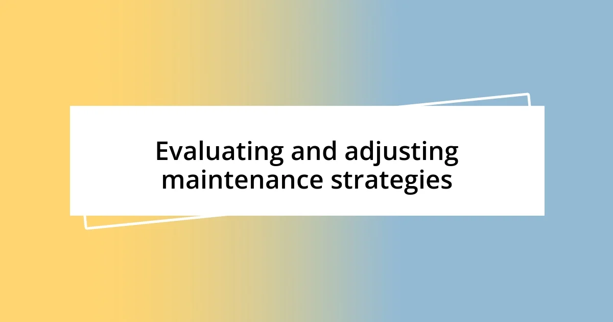 Evaluating and adjusting maintenance strategies