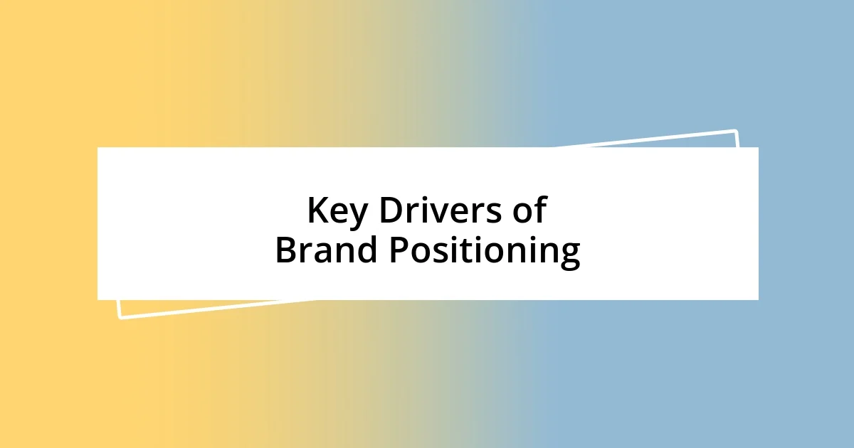 Key Drivers of Brand Positioning