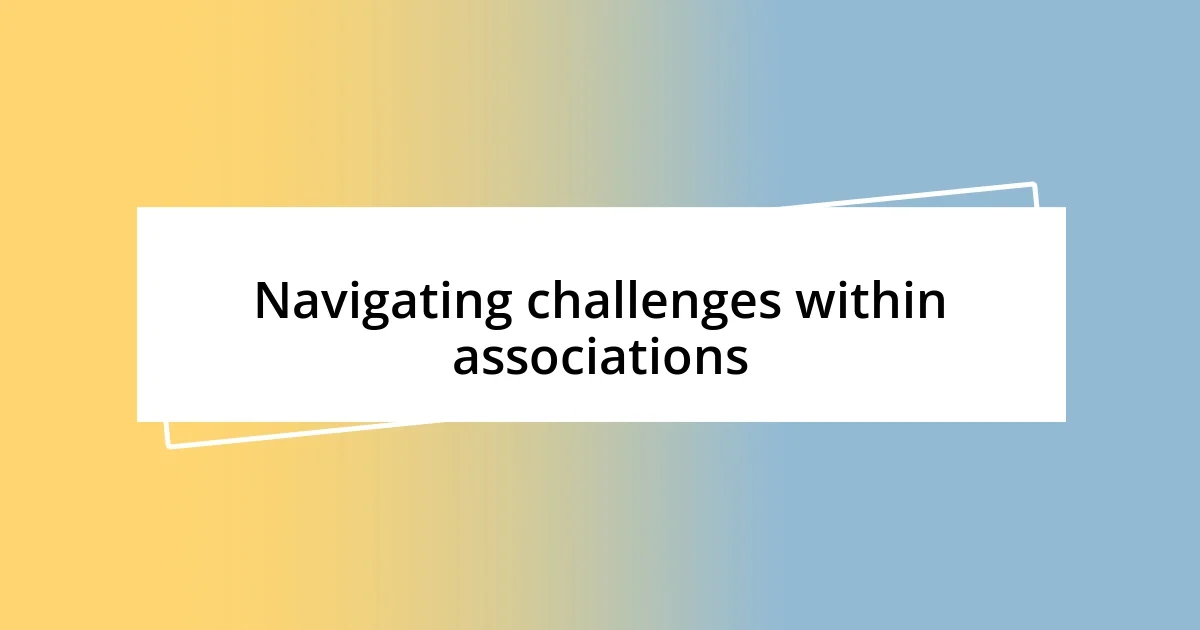 Navigating challenges within associations